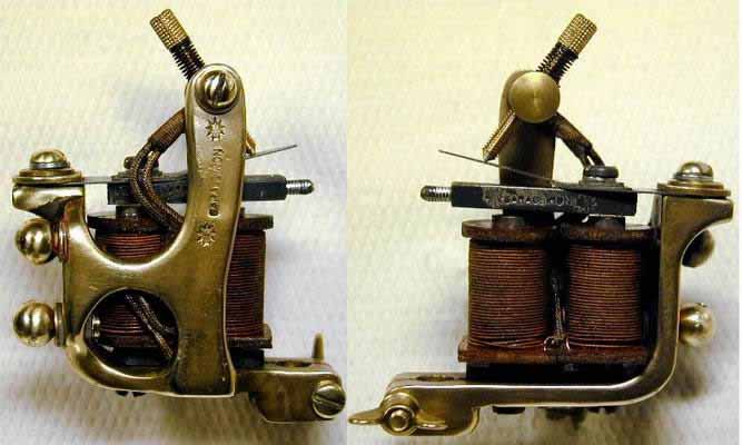 Bernhards Brass Liner. tattoo machine old doorbell silk coverd wire.